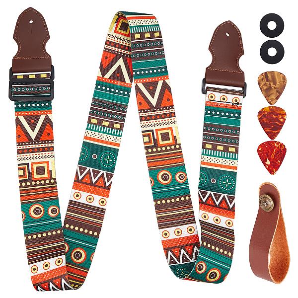 PandaHall GORGECRAFT Guitar Strap Adjustable with Silicone Strap Buckle, Plastic Guitar Picks and Strap Button for Bass, Electric, Acoustic...