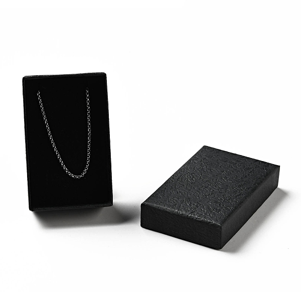 

PandaHall Texture Paper Necklace Gift Boxes, with Sponge Mat Inside, Rectangle, Black, 8.1x5.1x2.7cm, Inner Diameter:4.6x7.3cm, Deep: 2.5cm...