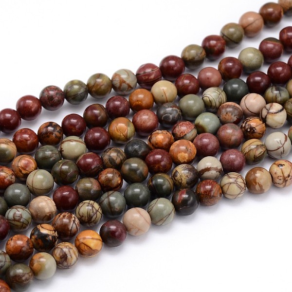 

PandaHall Natural Polychrome Jasper/Picasso Stone/Picasso Jasper Round Bead Strands, 6mm, Hole: 1mm, about 59~61pcs/strand, 15 inch Picasso...