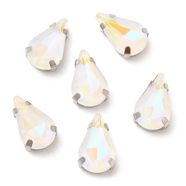 

PandaHall Mocha Fluorescent(MI) Teardrop Sew on Rhinestone, Multi-strand Links, with Brass Prong Settings, Garments Accessories, Crystal..., Clear