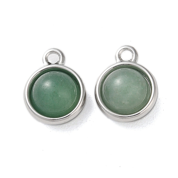 

PandaHall Natural Green Aventurine Half Round Charms, with 304 Stainless Steel Findings, Platinum, 13.5x10.5x6.5mm, Hole: 1.8mm Green...