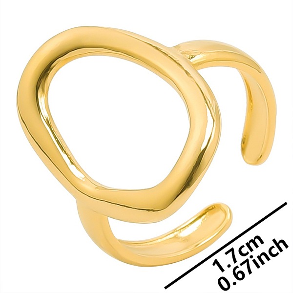 

PandaHall Vintage Stainless Steel Couple Rings, Hollow Oval Open Cuff Rings for Men and Women, Golden Stainless Steel Oval