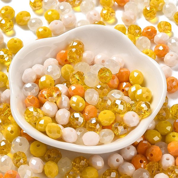 

PandaHall Glass Beads, Faceted, Rondelle, Gold, 8x6mm, Hole: 1mm, about 145pcs/60g Glass Rondelle Gold