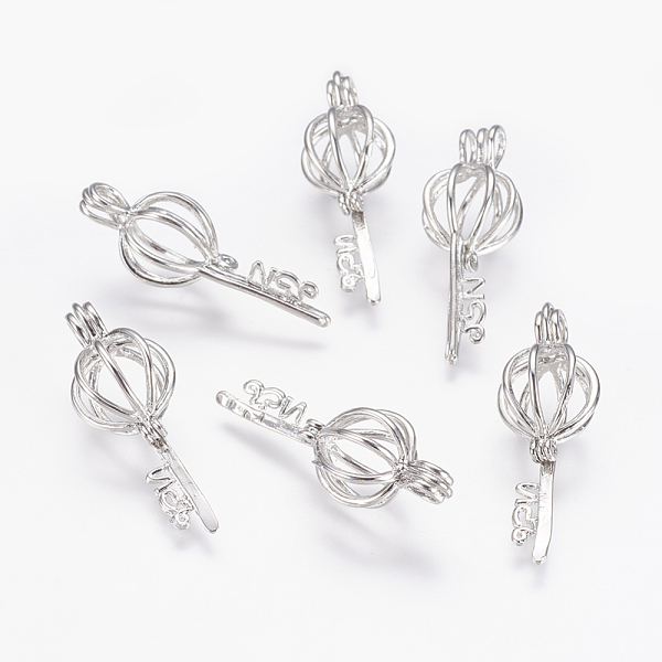 

PandaHall Brass bead Cage Pendants, Skeleton Key, Platinum, 31.5x11x11mm, Hole: 2.5x4.5mm, Inner: 9mm Brass Key