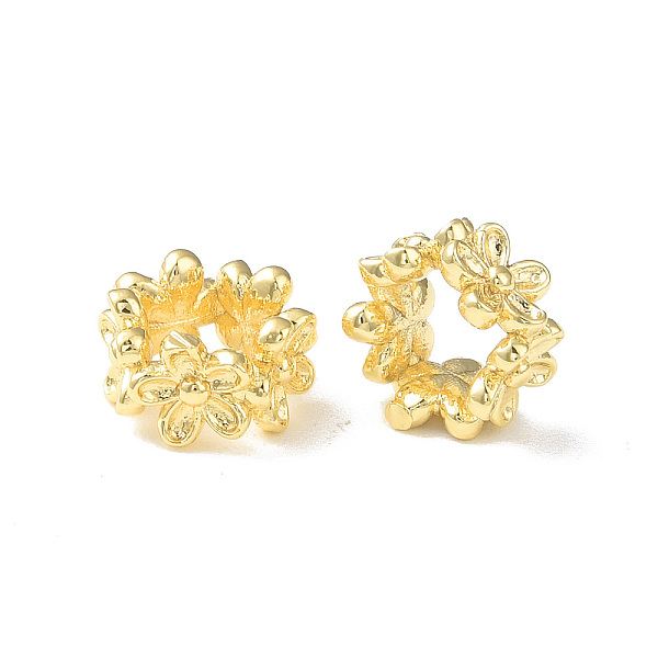 

PandaHall Brass European Beads, Large Hole Beads, Flower, Real 18K Gold Plated, 9x9.5x5mm, Hole: 4x5mm Brass Flower
