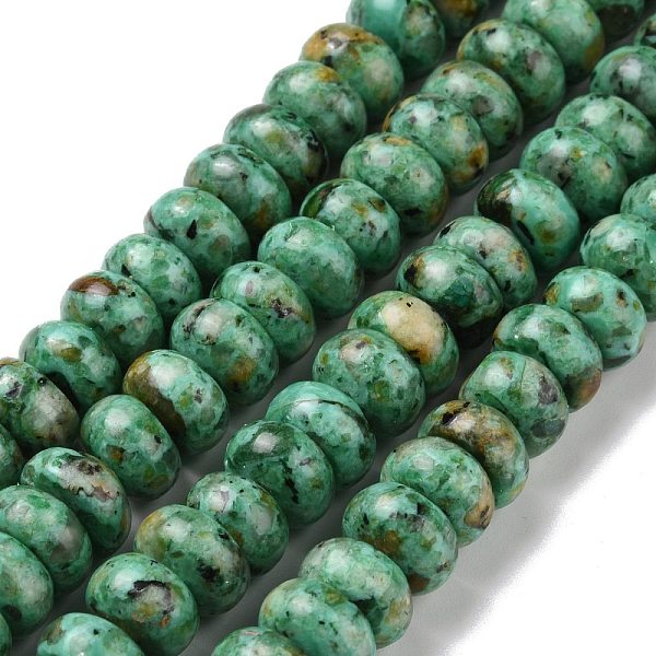

PandaHall Natural African Turquoise(Jasper) Beads Strands, Dyed, Rondelle, 8x4.5mm, Hole: 1mm, about 85pcs/strand, 15.75''(40cm) African...