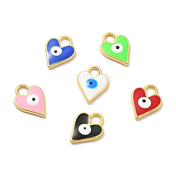 

PandaHall Bras Enamel Charms, Cadmium Free & Lead Free, Golden, Heart with Evil Eye, Mixed Color, 12.5x9x2mm, Hole: 2.6x3mm Brass+Enamel..., Multicolor