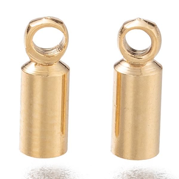 

PandaHall Brass Cord Ends, Long-Lasting Plated, Real 24K Gold Plated, 8x2.5mm, Hole: 1.5mm, Inner Diameter: 2mm Brass