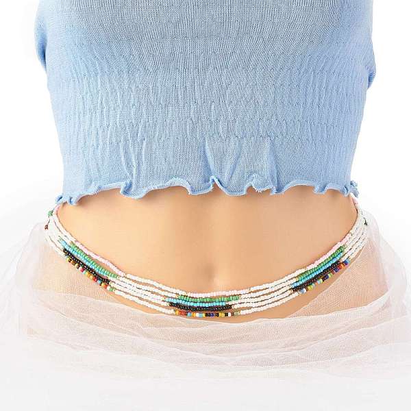 

PandaHall Summer Jewelry Waist Bead, Body Chain, Glass Seed Beaded Belly Chain, Bikini Jewelry for Woman Girl, Mixed Color, 32-1/4 inch..., Multicolor