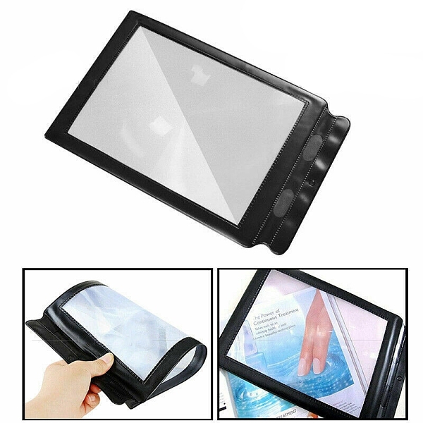 

PandaHall 3X PVC Magnifiers, with PU Frame, Magnifying Sheet, for Elderly and People with Low Vision Reading Small Patterns, Maps and Books..., Black