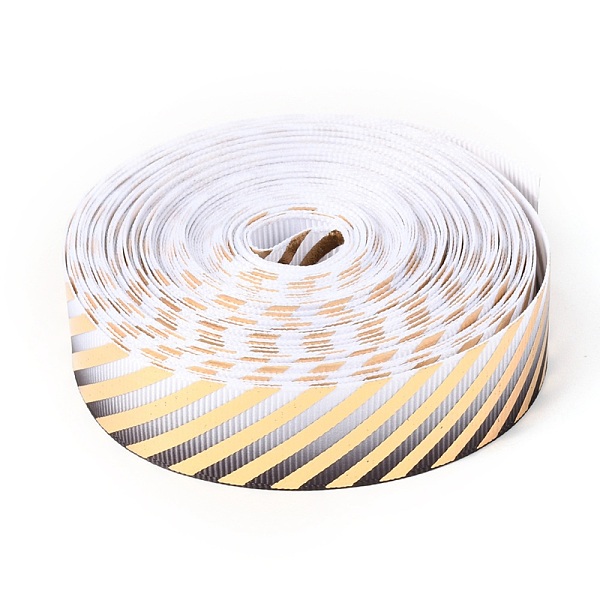 

PandaHall Laser Polyester Grosgrain Ribbon, Single Face Printed, for Bows Gift Wrapping, Festival Party Decoration, Stripe Pattern, 7/8 inch..., Gold