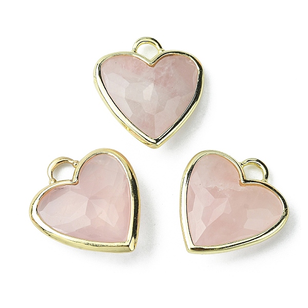 

PandaHall Natural Rose Quartz Pendants, Faceted Heart Charms, with Rack Plating Light Gold Plated Brass Edge, 23x20x7mm, Hole: 4x4mm Rose...