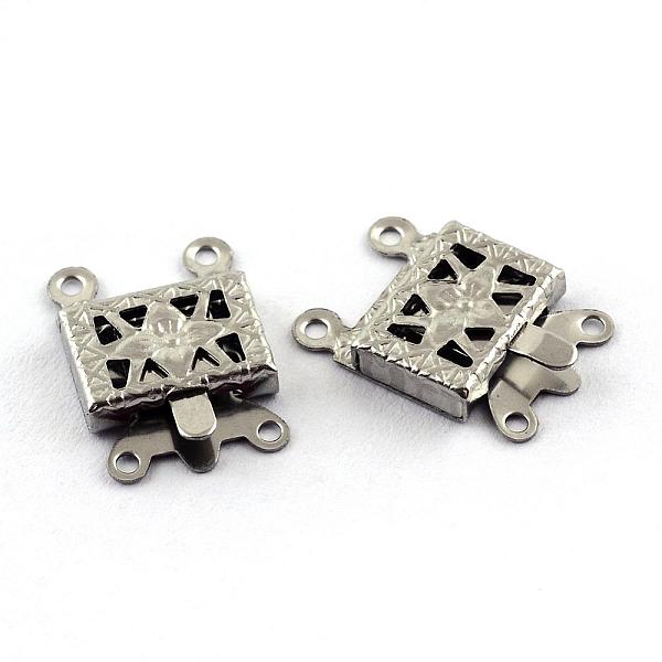 

PandaHall 304 Stainless Steel Box Clasps, Rectangle, 4 Hole, 2 Loop, Stainless Steel Color, 10x15x2.5mm, Hole: 1.5mm 304 Stainless Steel...