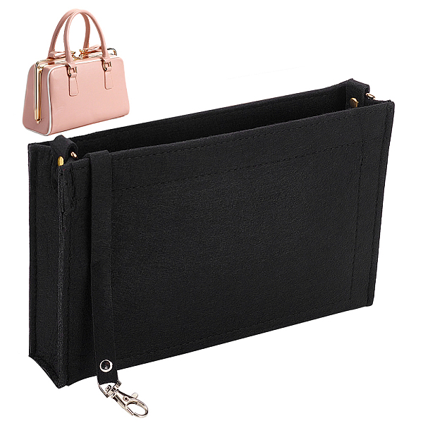 

PandaHall Non-Woven Frabic Handbags, Felt Shoulder Bags, with Iron Clasps, Rectangle, Black, 15.5x24x5cm Cloth Black