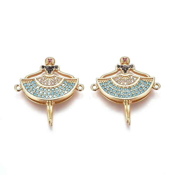 

PandaHall Brass Micro Pave Cubic Zirconia Links connectors, Dancer, Colorful, Golden, 27x25x3mm, Hole: 1.2mm Brass+Cubic Zirconia Human