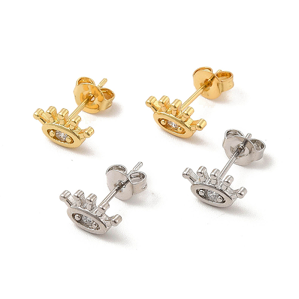 

PandaHall Rack Plating Brass Pave Clear Cubic Zirconia Eye Stud Earrings, Long-Lasting Plated, Lead Free & Cadmium Free, Mixed Color...