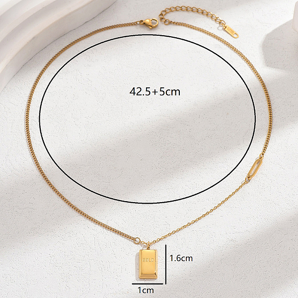 Elegant Stainless Steel Rectangle Necklace For Women