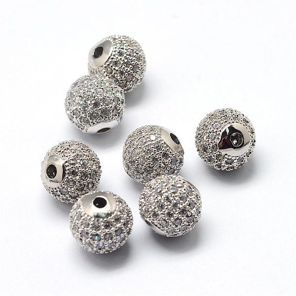

PandaHall Rack Plating Brass Cubic Zirconia Beads, Long-Lasting Plated, Round, Platinum, 9.5~10x9~9.5mm, Hole: 2mm Brass+Cubic Zirconia...