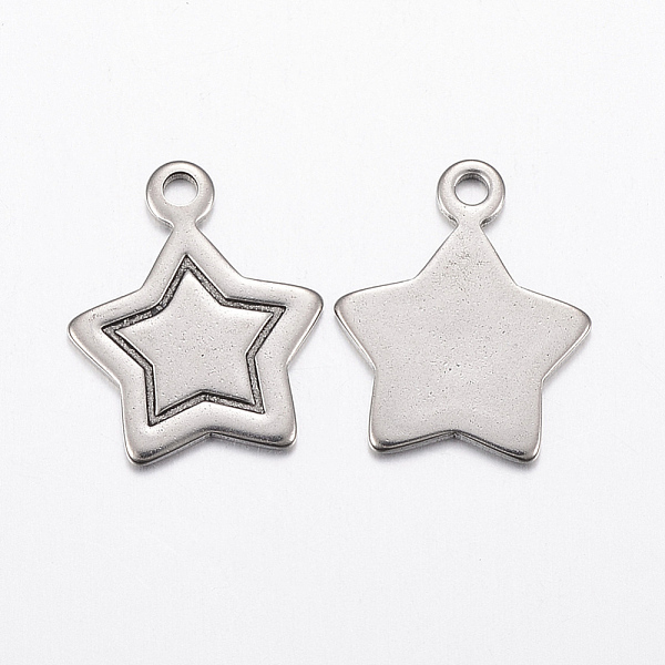 

PandaHall 304 Stainless Steel Pendants, Star, Stainless Steel Color, 16.5x13.5x1mm, Hole: 2mm 304 Stainless Steel Star