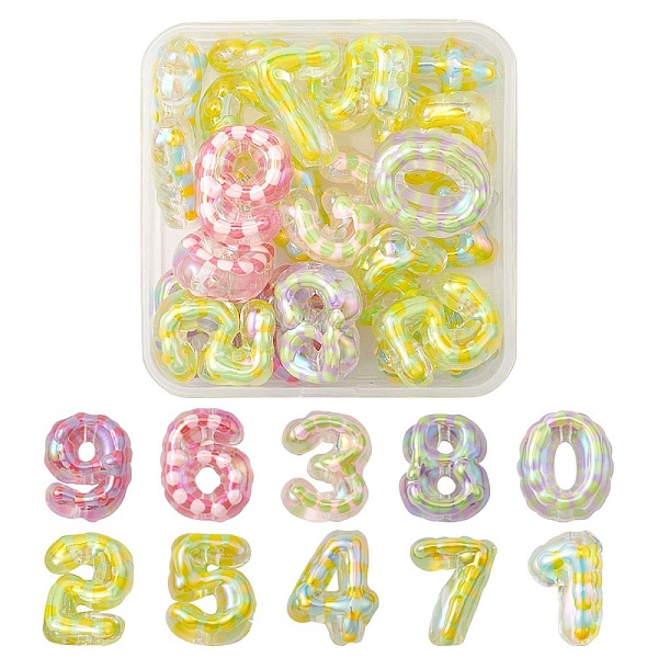 

PandaHall 20Pcs UV Plating Transparent Acrylic Beads, Iridescent, with Enamel, Number, Mixed Color, 24~25x17~22x9~10mm, Hole: 2.5mm Acrylic..., Multicolor