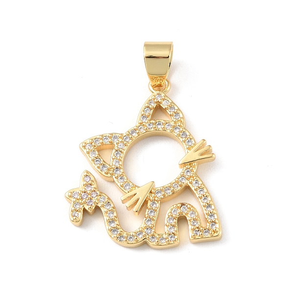 

PandaHall Brass Micro Pave Cubic Zirconia Pendants, Long-Lasting Plated, Real 18K Gold Plated, Cadmium Free & Lead Free, Cat Shape, Clear...