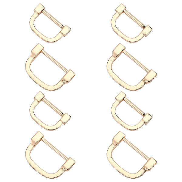 

PandaHall WADORN 8Pcs 2 Style Alloy D Rings, Buckle Clasps, for Webbing, Strapping Bags, Garment Accessories, Light Gold, 24x37x6mm, 4pcs...