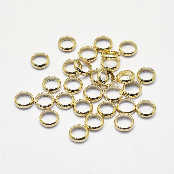 

PandaHall Long-Lasting Plated Brass Spacer Beads, Nickel Free, Rondelle, Real 18K Gold Plated, 5x2mm, Hole: 3mm Brass Flat Round