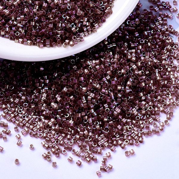 

PandaHall MIYUKI Delica Beads, Cylinder, Japanese Seed Beads, 11/0, (DB1878) Silk Inside Dyed Rose Topaz AB, 1.3x1.6mm, Hole: 0.8mm, about..., Brown