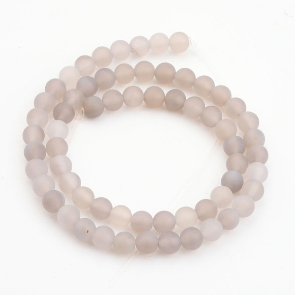 

PandaHall Natural Grey Agate Bead Strands, Frosted, Round, 4mm, Hole: 1mm, about 97pcs/strand, 15.7 inch Grey Agate Round Gray