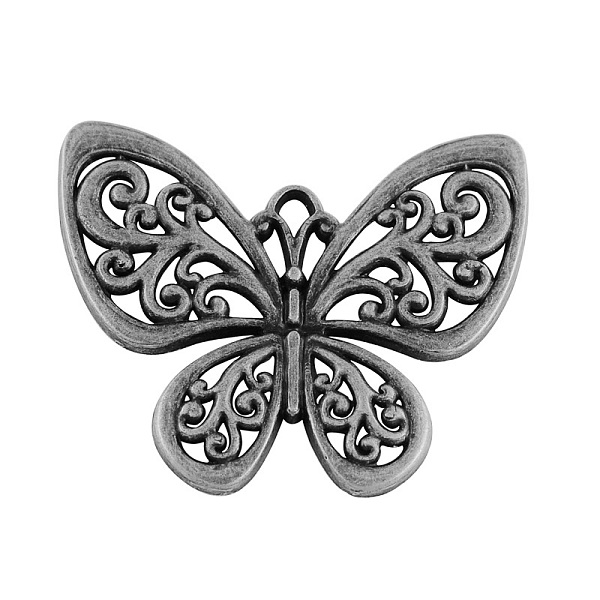 

PandaHall Tibetan Style Alloy Filigree Butterfly Pendants, Cadmium Free & Lead Free, Antique Silver, 49x56x3mm, Hole: 4x3mm Alloy Butterfly