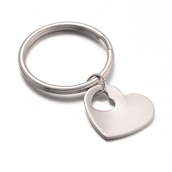 

PandaHall Heart Stainless Steel Keychain, Stainless Steel Color, 43mm Stainless Steel Heart