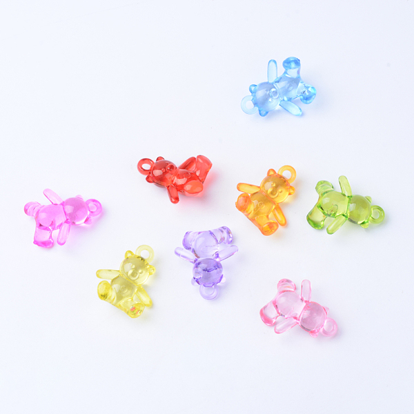 

PandaHall Transparent Acrylic Pendants, Bear, Mixed Color, 24x22x10~15mm, Hole: 3mm Acrylic Bear Multicolor