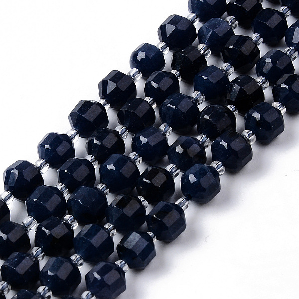 

PandaHall Dyed Natural Sapphire Beads Strands, Round, Faceted, 7~8x8mm, Hole: 1.2mm, about 38~40pcs/strand, 15.16inch(38.5cm) Sapphire Round