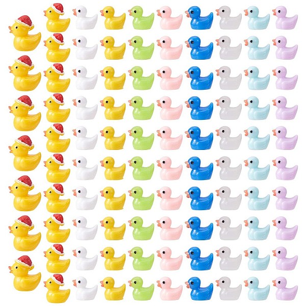 

PandaHall 100Pcs Luminous Mini Ducks, Yellow and White Tiny Ducks, Christmas Hat Resin Duck, Mini Resin Animal for Fairy Garden, Miniature..., Multicolor