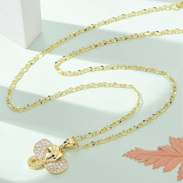 Colliers en laiton avec pendentif en zircone cubique transparent pour femmes