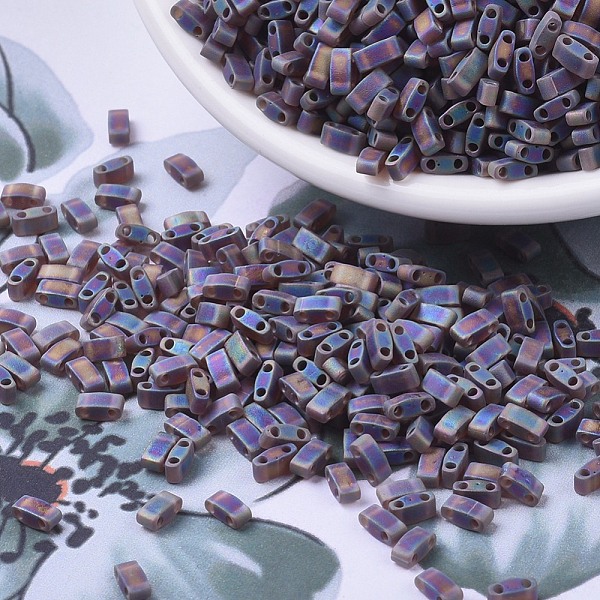 

PandaHall MIYUKI Half TILA Beads, Japanese Seed Beads, 2 Hole, (HTL135FR) Matte Transparent Root Beer AB, 5x2.3x1.9mm, Hole: 0.8mm, about..., Purple