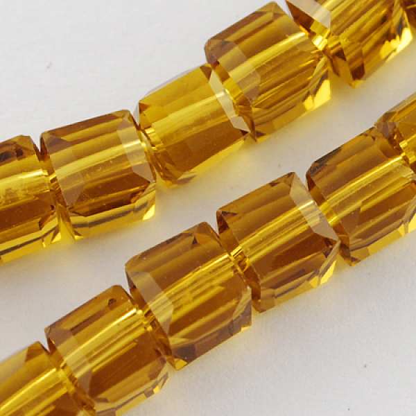 

PandaHall Glass Bead Strands, Faceted, Cube, Dark Goldenrod, 5~6x5~6x5~6mm, Hole: 1mm, 95~100pcs/strand, 54~57cm Glass Cube Gold