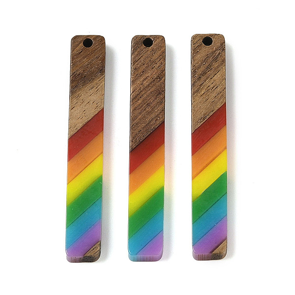 

PandaHall Resin & Wood Pendants, Rectangle, Colorful, 51.5x17.5x3.5mm, Hole: 1.8mm Wood Rectangle
