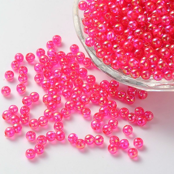 

PandaHall Eco-Friendly Transparent Acrylic Beads, Round, AB Color, Fuchsia, 8mm, Hole: 1.5mm Acrylic Round Pink