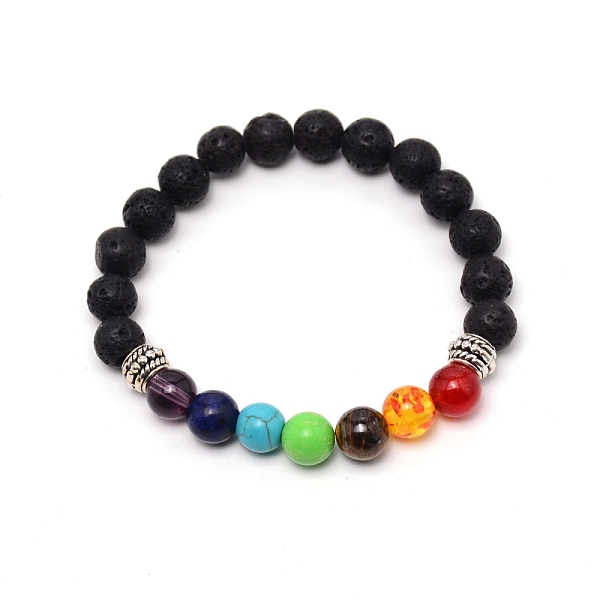 

PandaHall 7 Chakra Crystals Bracelets for Men Women, Natural Lava Rock Aromatherapy Beaded Bracelet, Inner Diameter: 2-1/4 inch(5.7cm) Mixed...