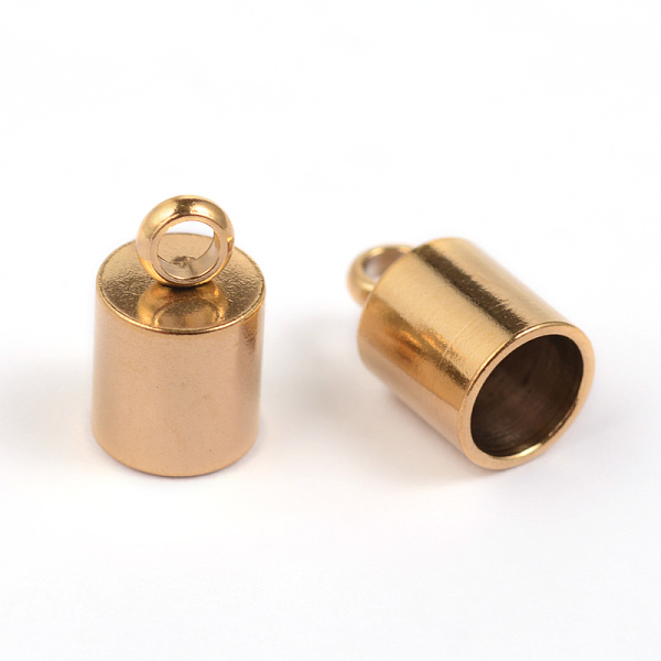 

PandaHall Ion Plating(IP) 304 Stainless Steel Cord Ends, End Caps, Column, Golden, 10x7mm, Hole: 2.2mm, 6mm inner diameter 304 Stainless...
