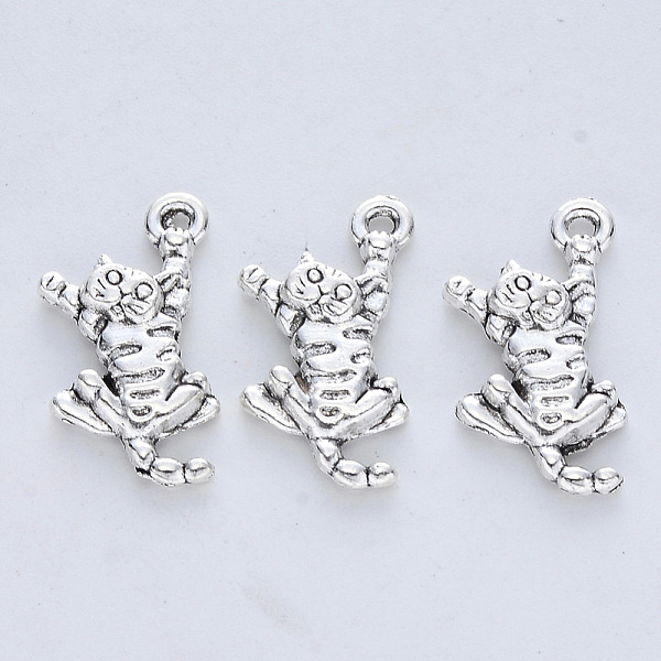 

PandaHall Tibetan Style Alloy Kitten Pendants, Cadmium Free & Lead Free, Cartoon Cat Shape, Antique Silver, 21x11x3mm, Hole: 1.4mm, about...
