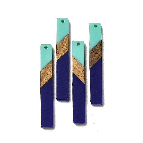 

PandaHall Opaque Resin & Walnut Wood Big Pendants, Rectangle Charms, Indigo, 51.5x7.5x3.5mm, Hole: 2mm Resin+Wood Rectangle Purple