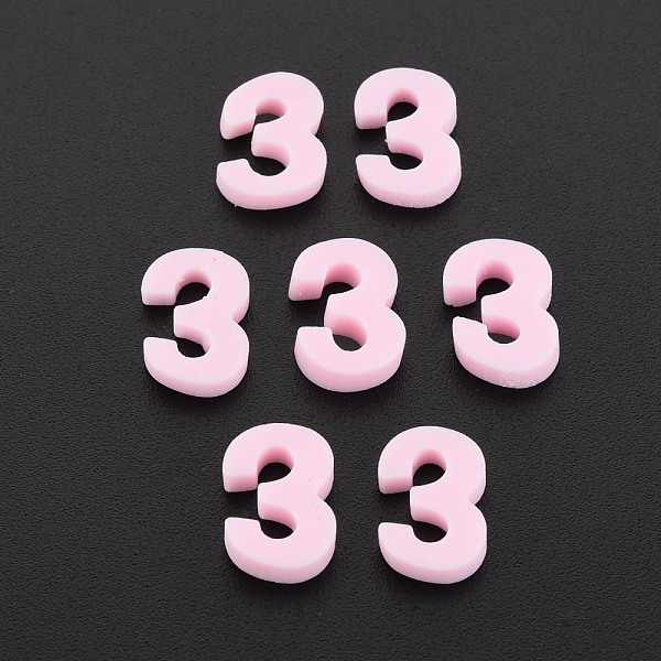 

PandaHall Handmade Polymer Clay Cabochons, Num.3, Pink, 9~11x4.5~7.5x1~3mm, about 9000pcs/1000g Polymer Clay Number Pink