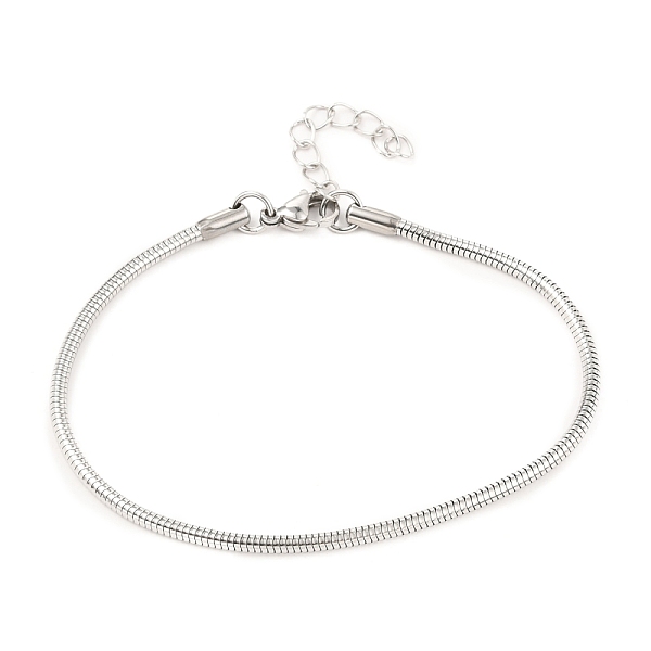 

PandaHall Unisex 304 Stainless Steel Round Snake Chain Bracelets, with Lobster Claw Clasps, Stainless Steel Color, 3mm, 7-5/8 inch(19.5cm)...