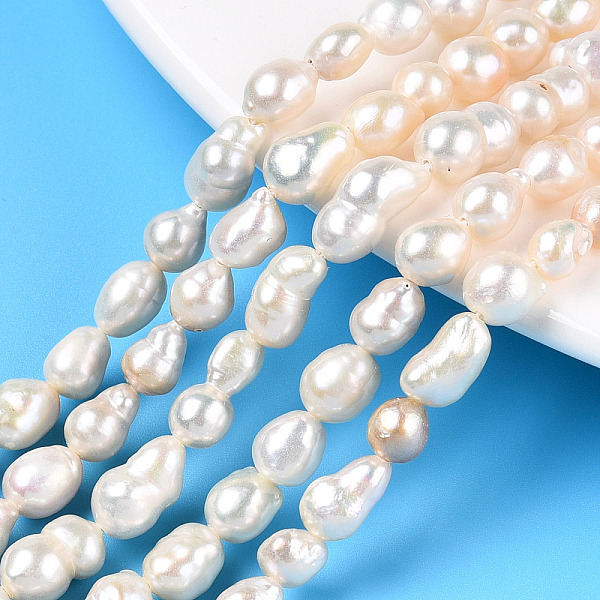 

PandaHall Natural Baroque Pearl Keshi Pearl Beads Strands, Cultured Freshwater Pearl, Teardrop, Creamy White, 5.5~10x4~7mm, Hole: 0.6mm...