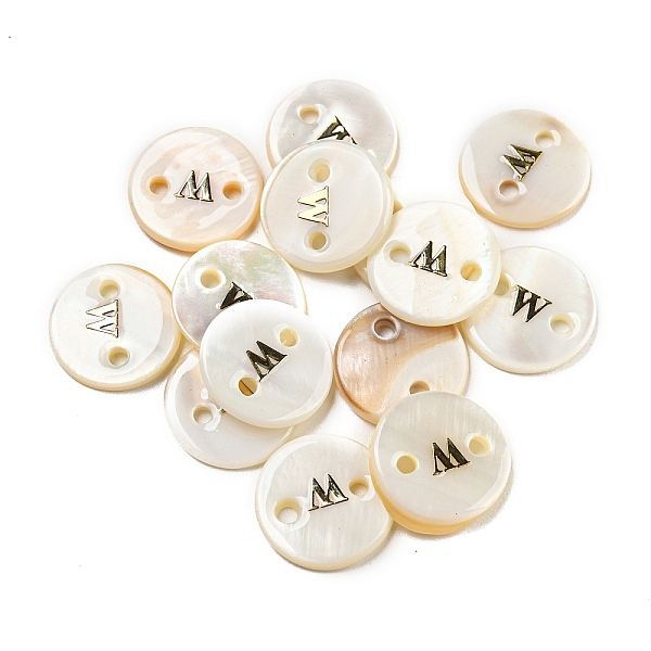 

PandaHall Freshwater Shell Buttons, Flat Round , Letter W, 12x2mm, Hole: 1.6mm Shell Letter W