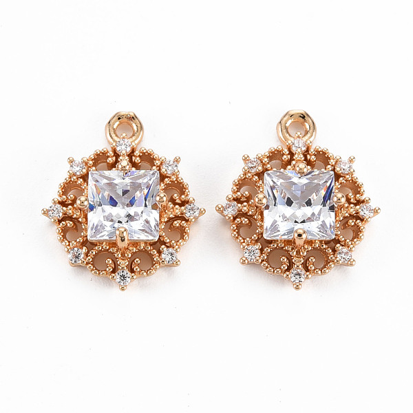 

PandaHall Rack Plating Brass Micro Pave Clear Cubic Zirconia Pendants, with Faceted Glass, Long-Lasting Plated, Cadmium Free & Lead Free...