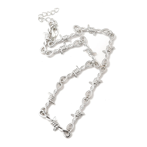 

PandaHall Alloy Thorns Link Chain Necklace, Punk Barbed Wire Necklace for Men Women, Platinum, 15.75 inch(40cm) Alloy