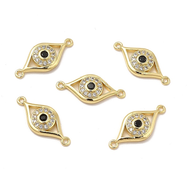 

PandaHall Brass Micro Pave Clear & Black Cubic Zirconia Connector Charms, Horse Eye Links, Real 18K Gold Plated, 10x22.5x3.5mm, Hole: 1.2mm...